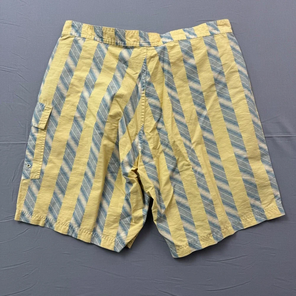 Two Flowers Mens Striped Board Shorts Yellow Blue Made in Italy Size 48 IT 33 US